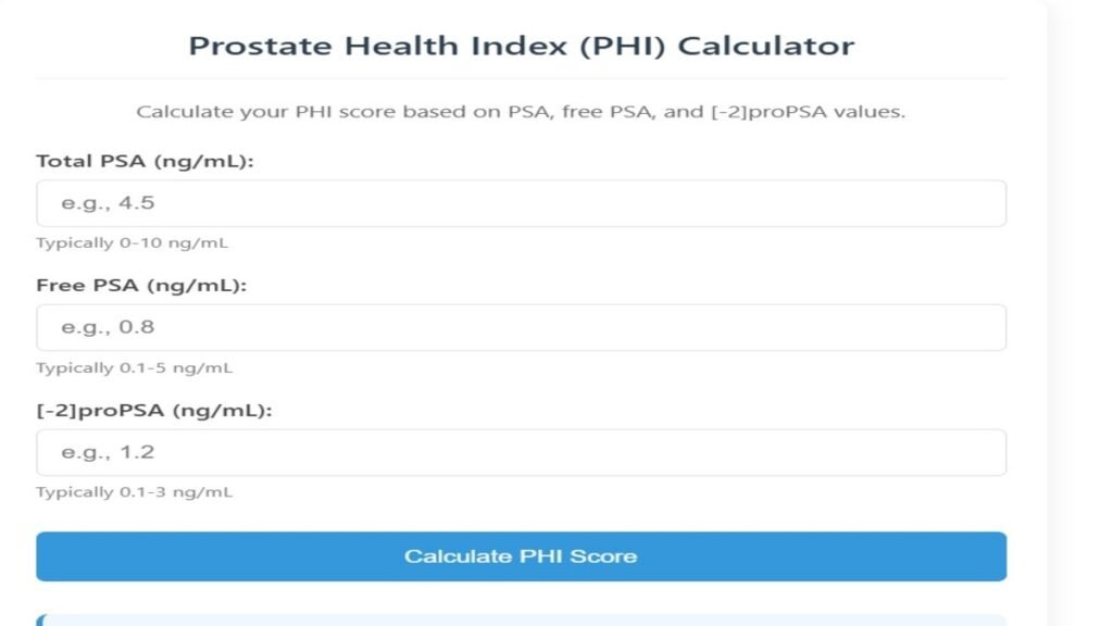 Prostate health index Calculator, free online Prostate health index Calculator 1 Prostate health index Calculator