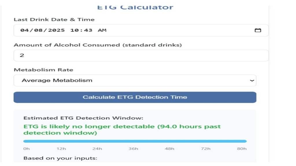 etg calculator, free online etg calculator 1 eta calculator